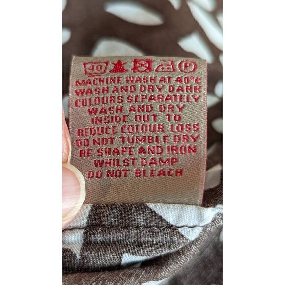 Boden Women Brown Puff Cap Short Sleeve Floral Print Cotton Blouse Size 4 - Picture 11 of 11